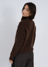 Louis Mock Neck Pullover Sweater Brown Melange