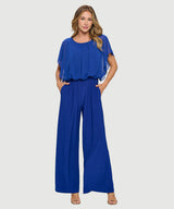 Chiffon Batwing Palazzo Jumpsuit Royal