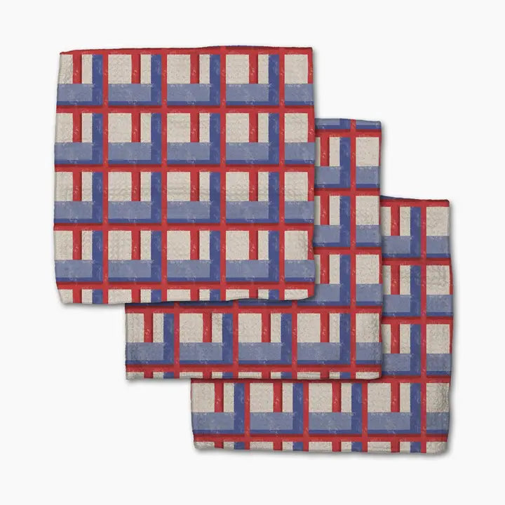 Geometry Dishcloth Set Cielo Grid