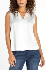 Woven Knit Contrast Tank Whipped Cream