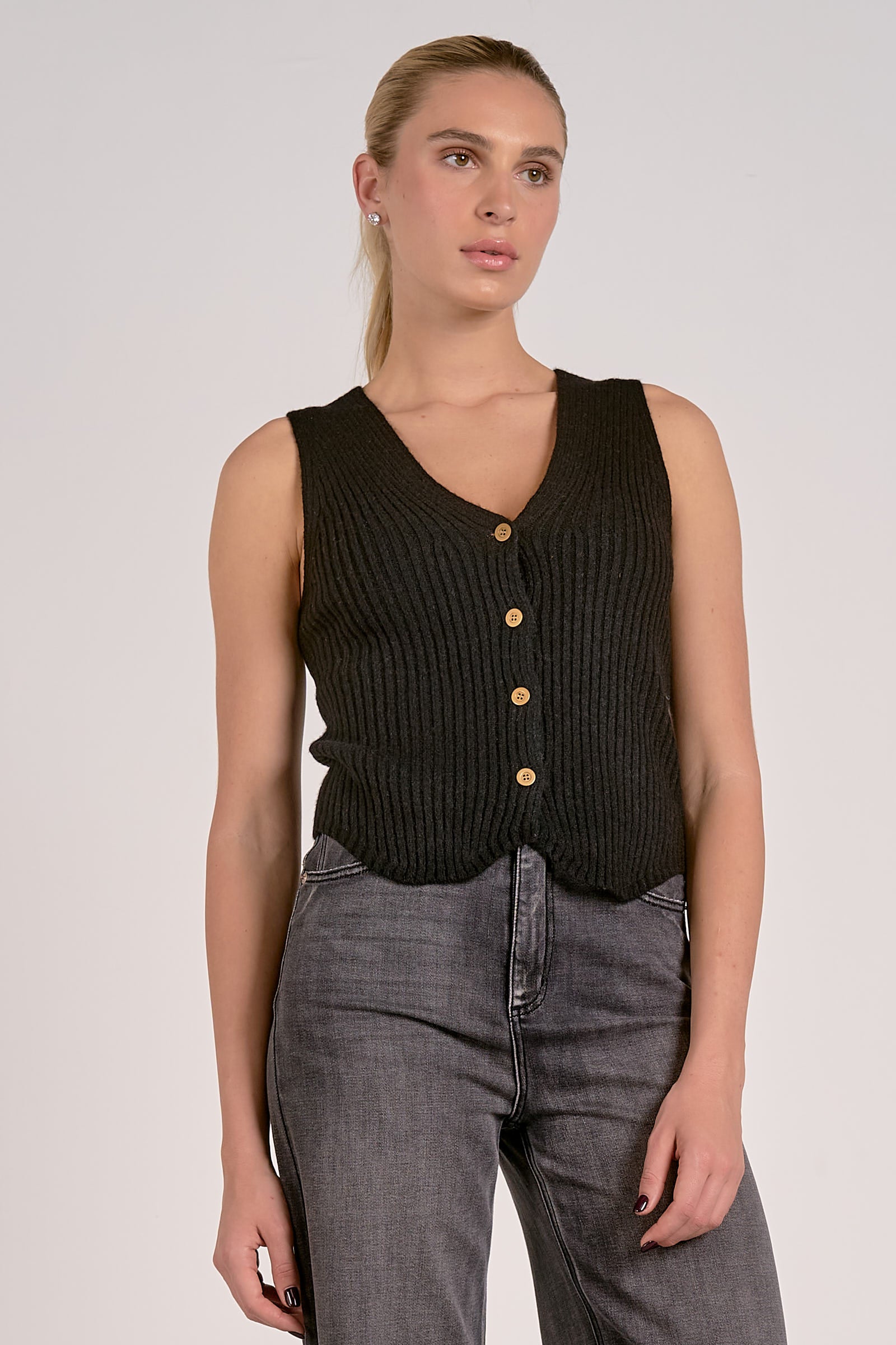 Ribbed Sweater Vest Black