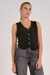 Ribbed Sweater Vest Black