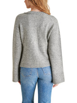 Odelia Flare Sleeve Metallic Knit Buttoned Cardi Grey