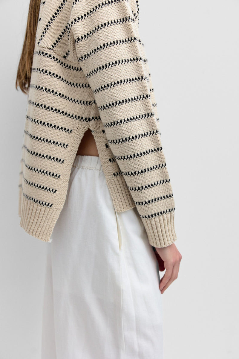 Xanthe Stripe Sweater Cream + Black