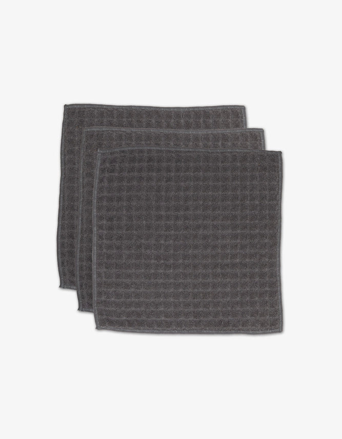Geometry Waffle Washcloth Set Charcoal