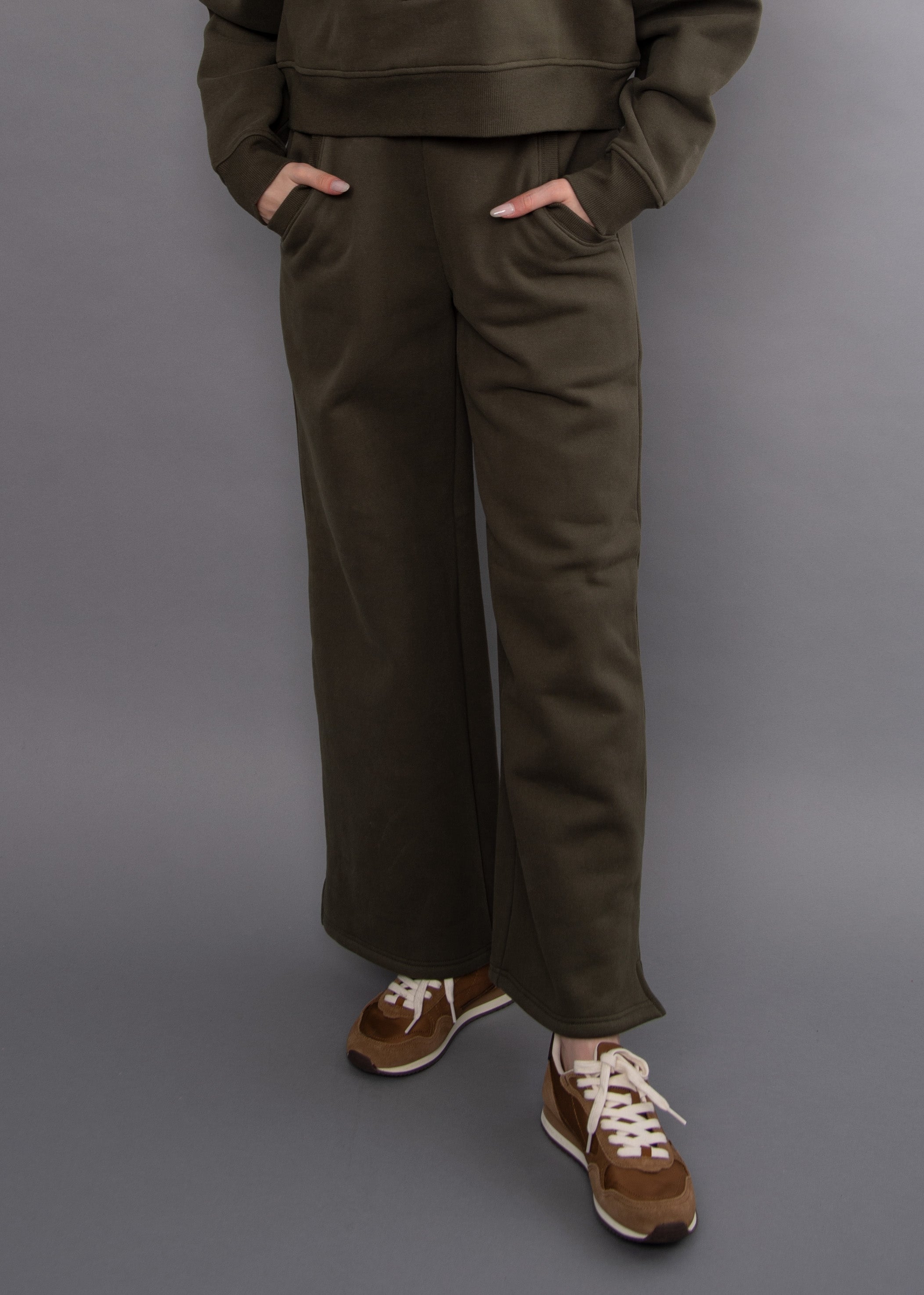 Pandora Side Slit Drawstring Pants Army Green
