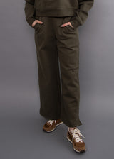 Pandora Side Slit Drawstring Pants Army Green