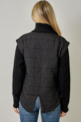 Quilted Knit Mixed Media Jacket Black