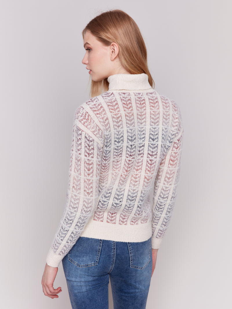 Ombre Jacquard Print Turtleneck Sweater Autumn
