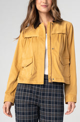 Leather Collared Swing Jacket Gold Rush