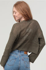 Light Weight Open Knit Sweater Cardigan Green