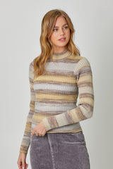 Space Dyed Stripe Pullover Sweater Grape + Custard