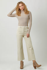 Washed Corduroy Wide Leg Trouser Almond