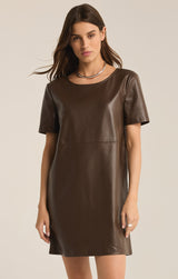 London Faux Leather Dress Dark Chocolate