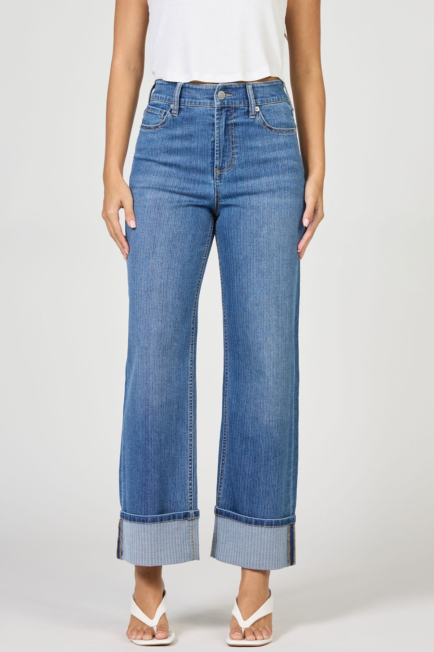 Holly High Rise Cuffed Wide Leg Jeans Abbey Road