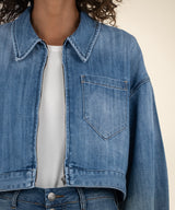 Luna Oversize Crop Zip Front Jacket Medium Wash