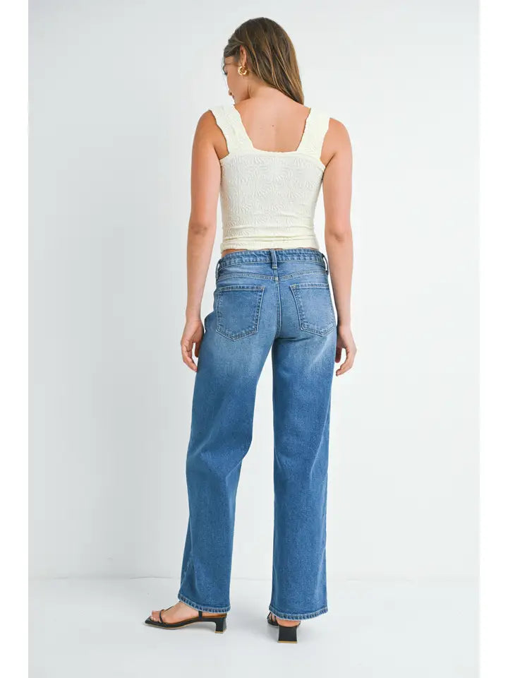 Relaxed Wide Leg Jeans Medium Denim