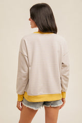 Striped Oversize Crew Neck Sweatshirt Lemon + Lavender