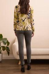 Crew Neck Printed Sweater Leek