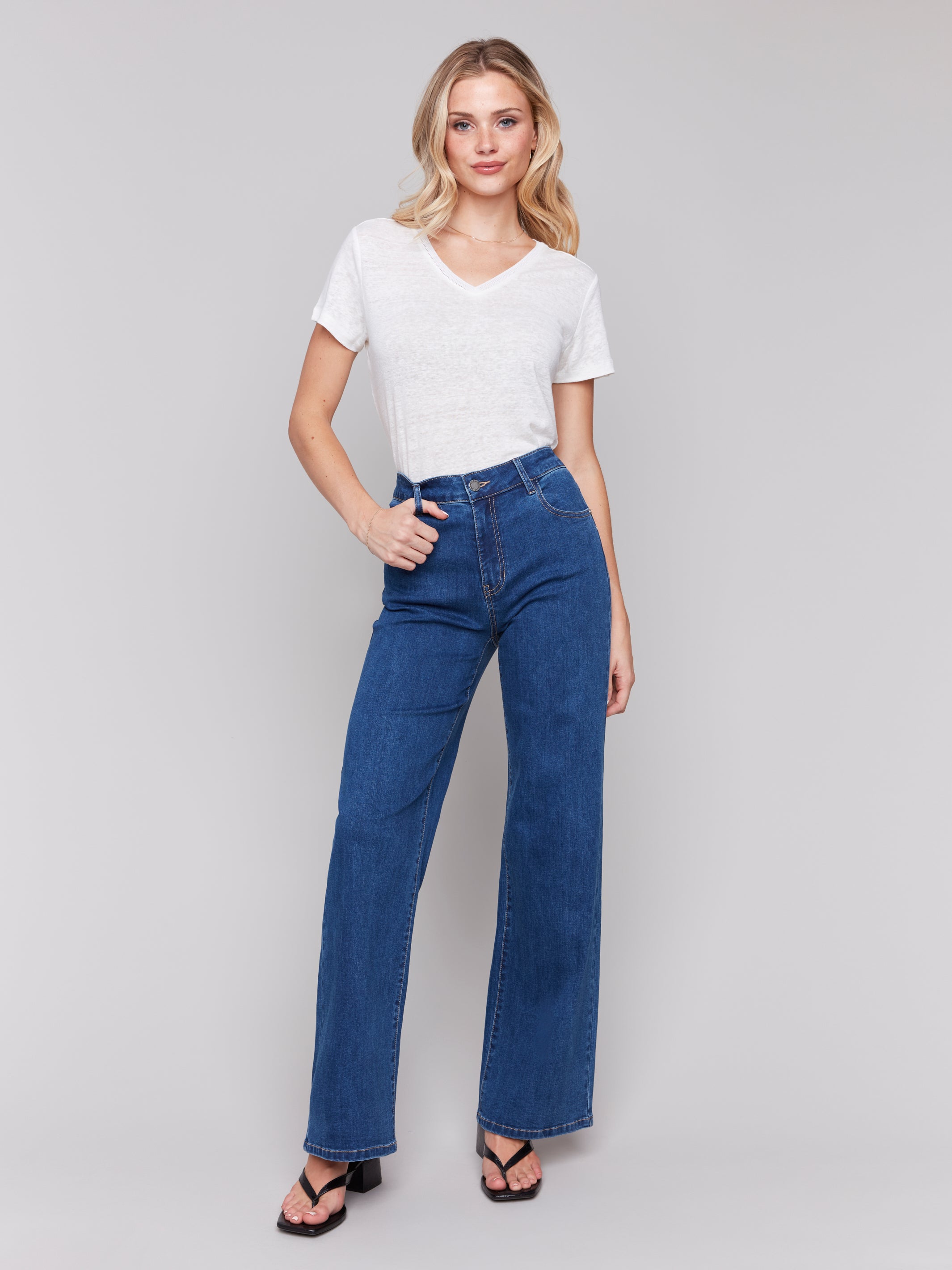Chloe 5 Pocket Stretch Wide Leg Jeans Indigo