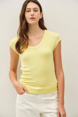 Ribbed Scoop Neck Cap Sleeve Modal Top Acacia