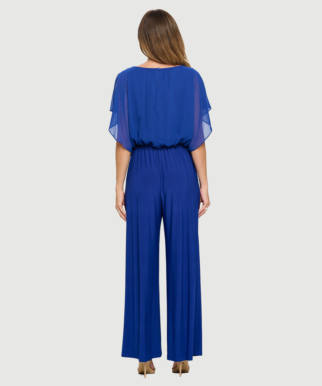 Chiffon Batwing Palazzo Jumpsuit Royal