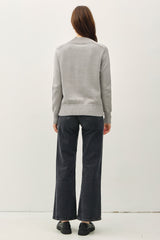 Classic Cut Ribbed Mock Neck Sweater Heather Smoke