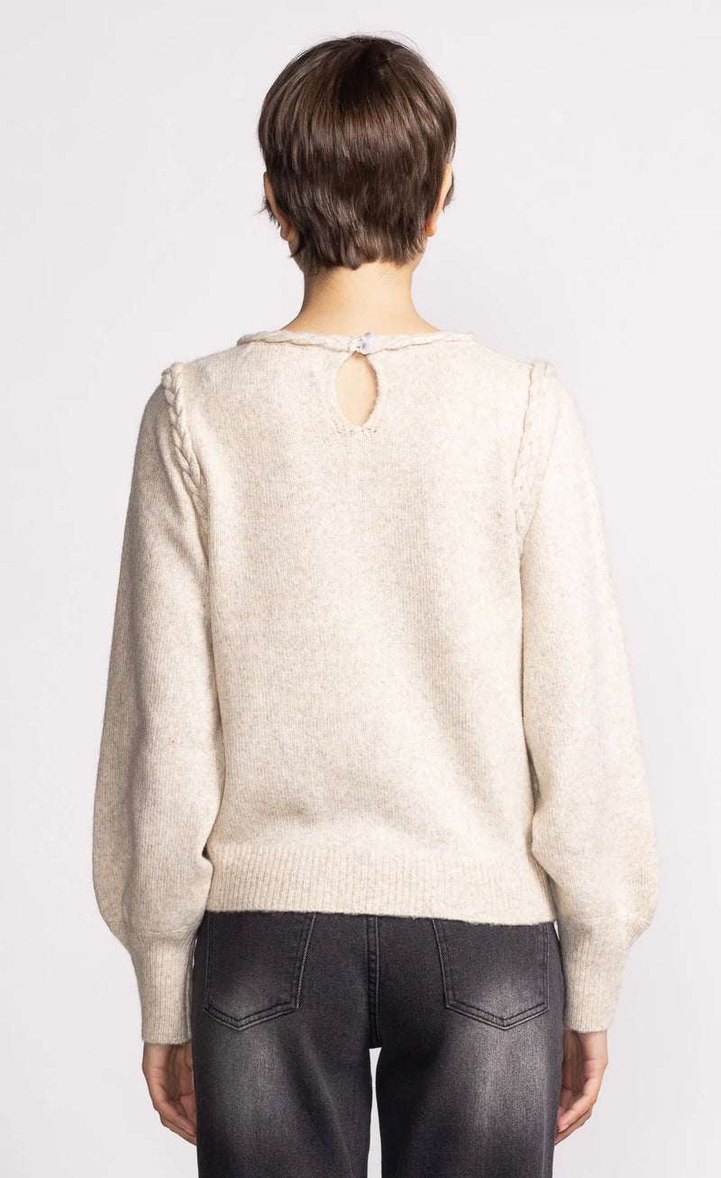 Audrey Braided Shoulder Sweater Taupe