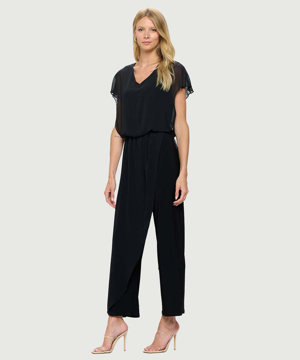 Chiffon Overlay Jumpsuit Black