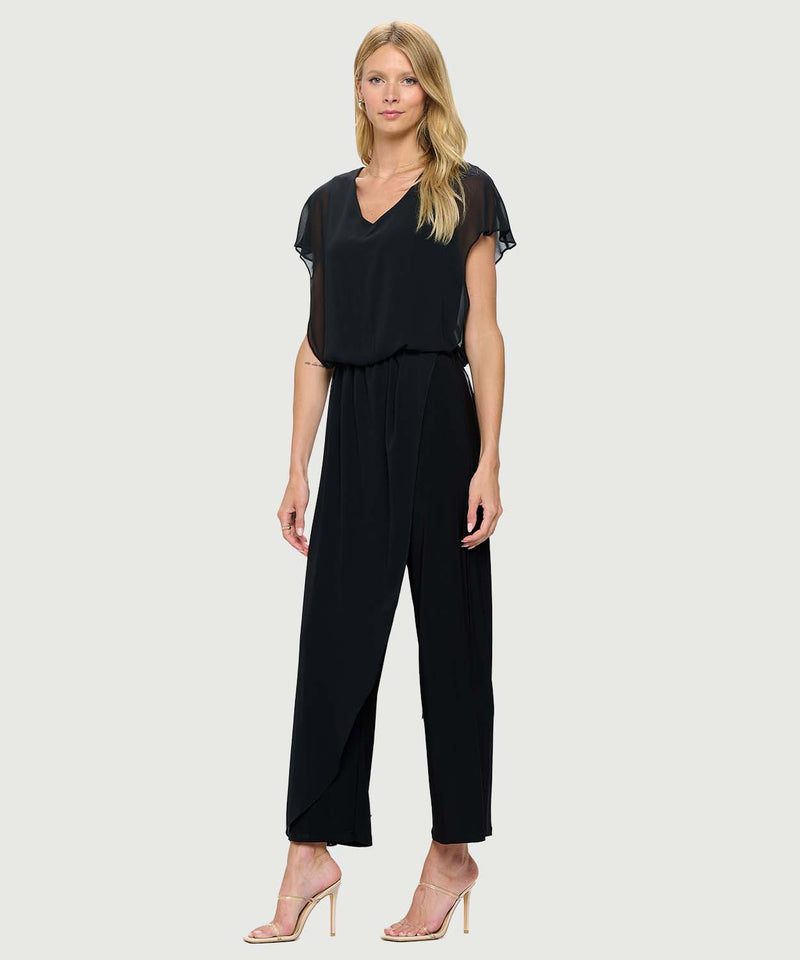 Chiffon Overlay Jumpsuit Black