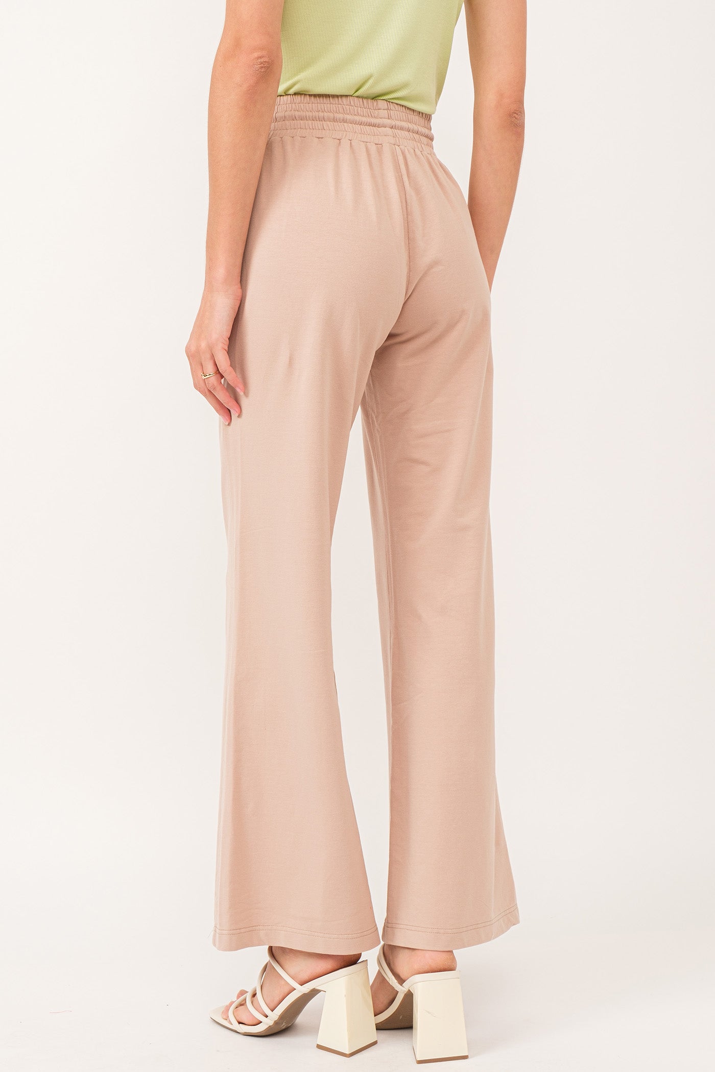 Quincy Elastic Waist Wide Leg Pants Warm Sand