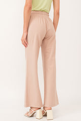 Quincy Elastic Waist Wide Leg Pants Warm Sand