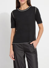 Odessa Reversible Knit Short Sleeve Tee Black + Pearl Grey Melange