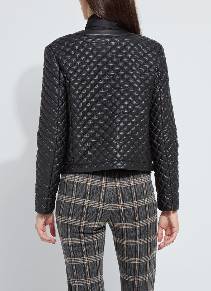 Aurelle Quilted Vegan Leather Jacket Black