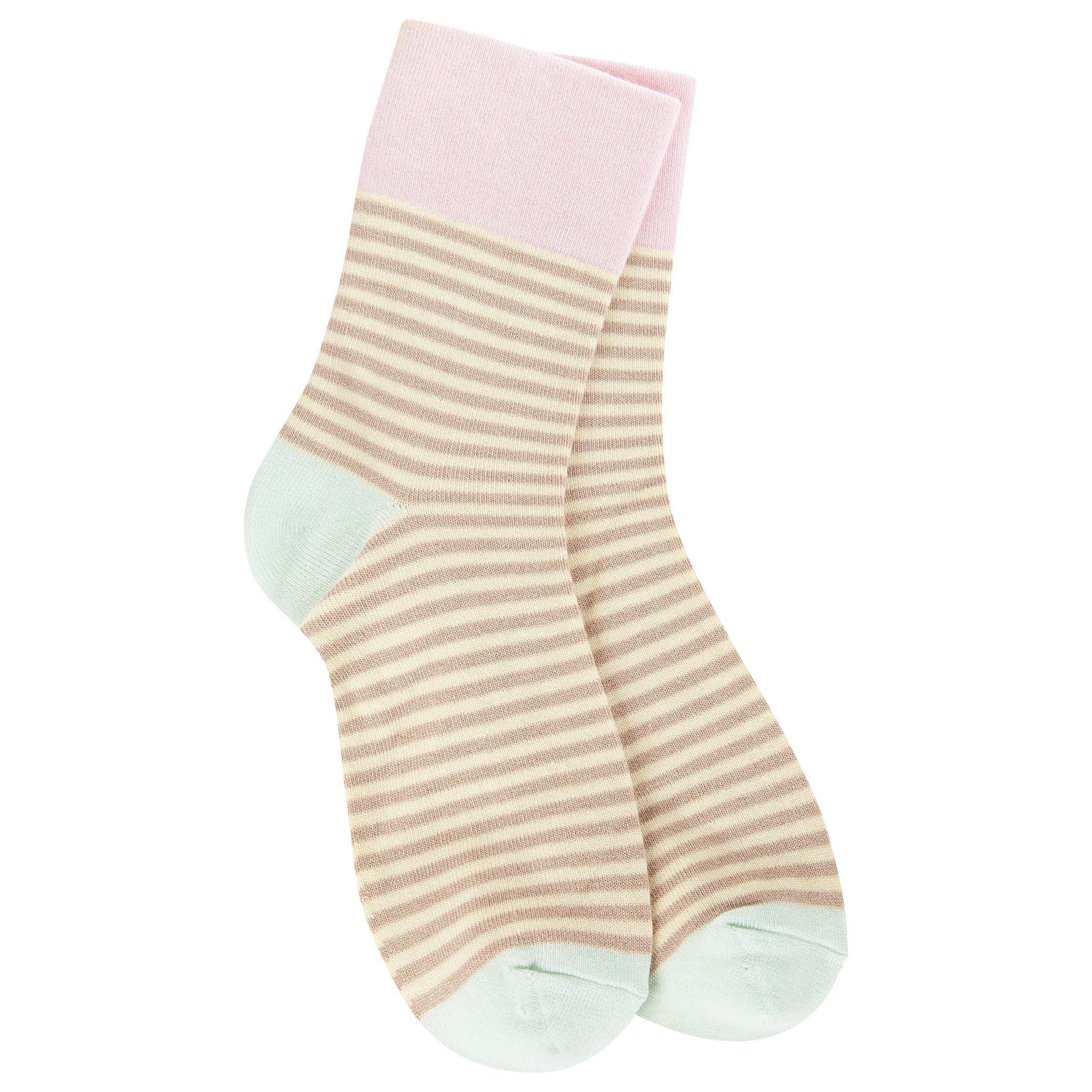 Garden Mini Crew Socks Cream Stripe