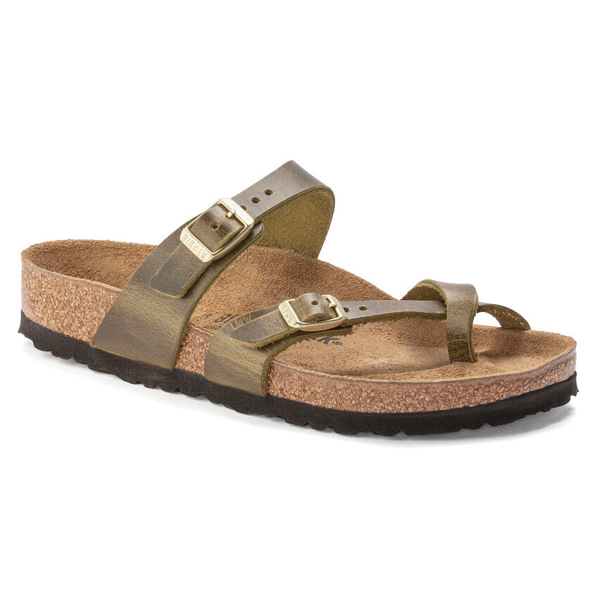 Mayari Sandals Green Olive Oiled Leather