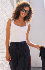 Sleeveless Built In Bra Top Cream