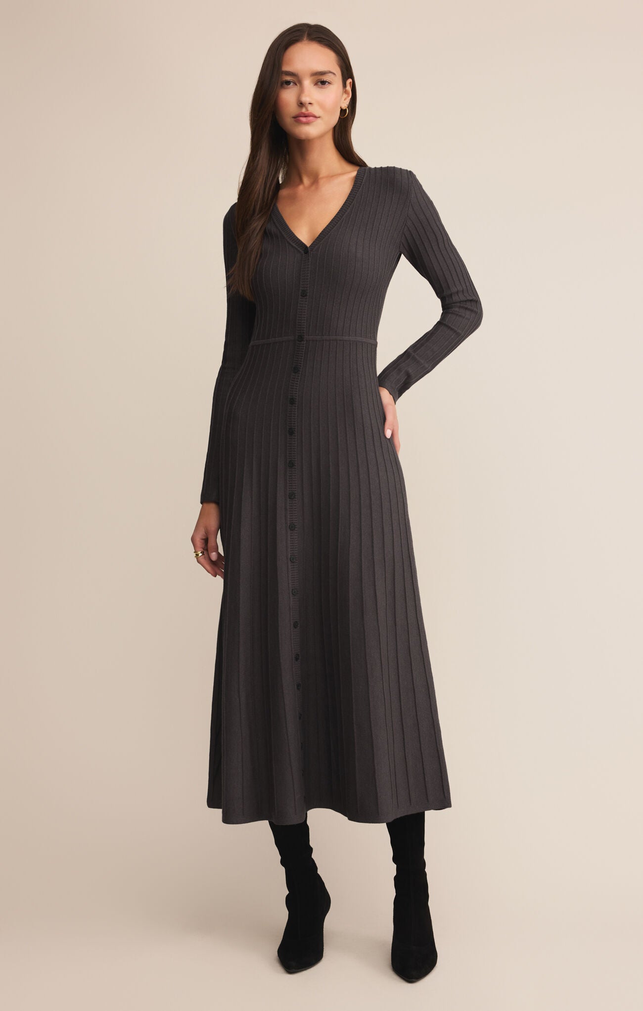 Jasper Midi Sweater Dress Charcoal Heather