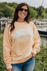 Lakegirl Sanded Fleece Crew Sweatshirt Peach