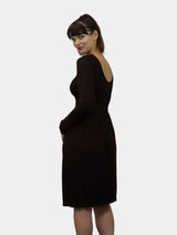 Knee Length Long Sleeve Dress Chocolate