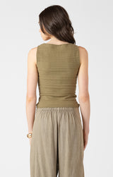 Square Neck Textured Tank Dusty Sage