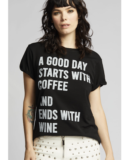 A Good Day Starts With Coffee Tee Black