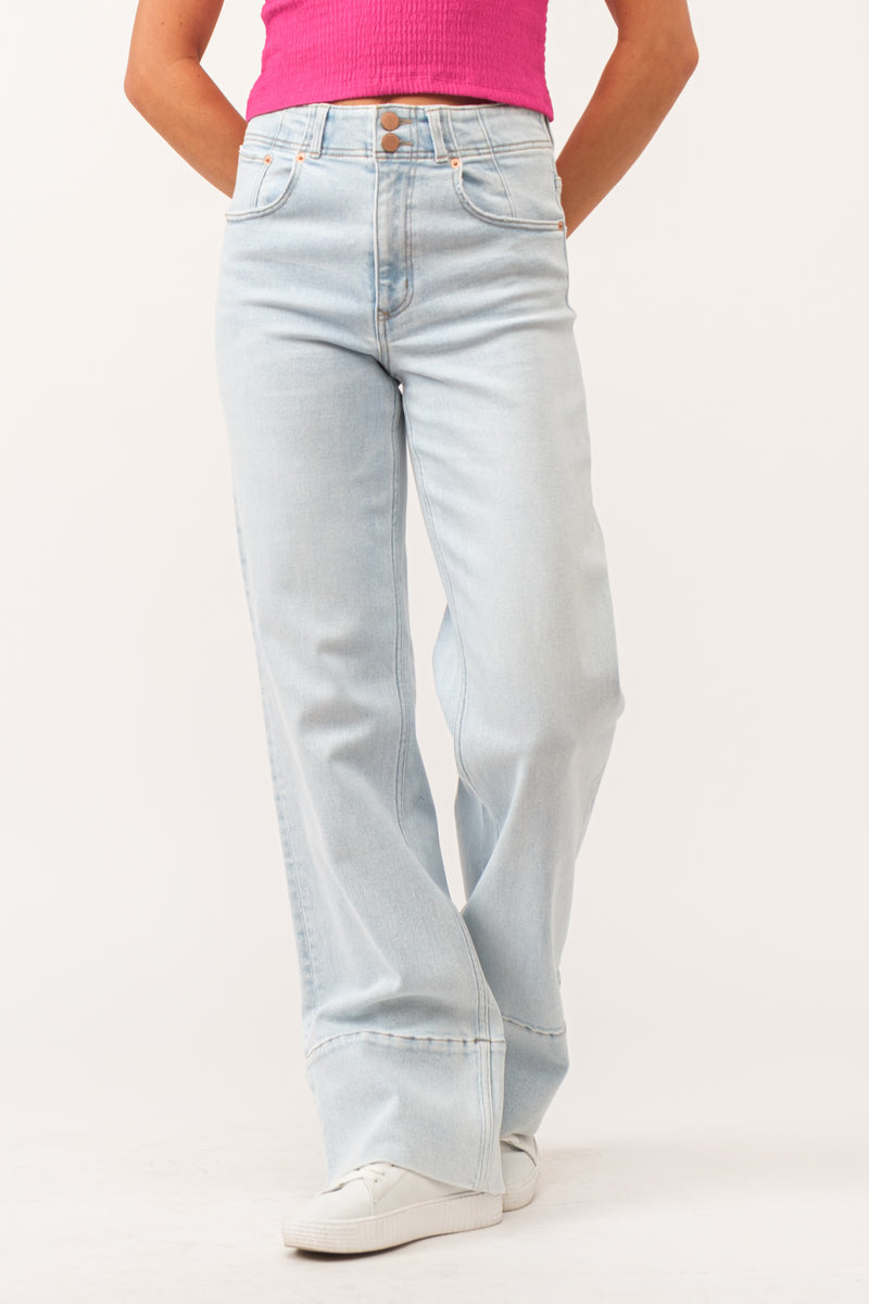 Holly Super High Rise Hem Seam Detail Jeans Seaside