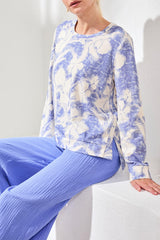 Detailed Side Slit Printed Top Baja Blue