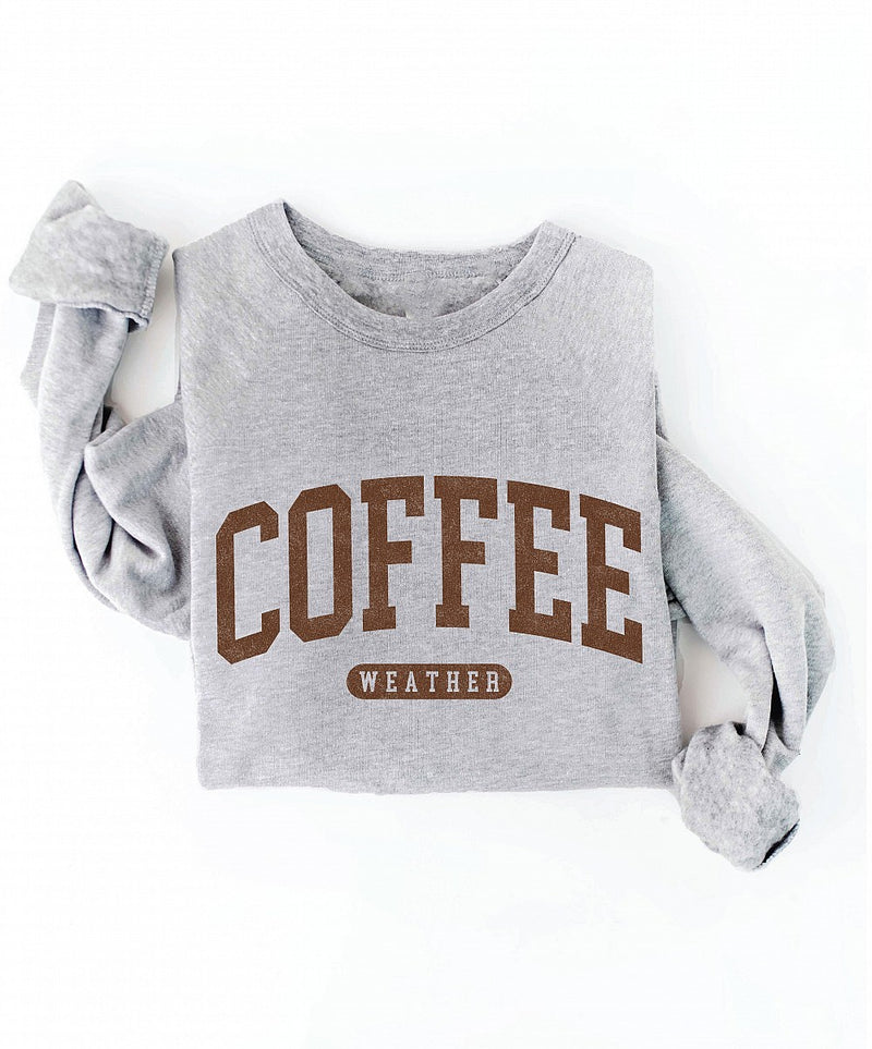 Coffee Weather University Style Graphic Sweatshirt Athletic Heather