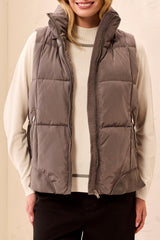 Removable Hood Quilted Puffer Vest Tornado