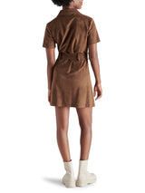 Jolene Snap Front Belted Suede Shirt Dress Cocoa