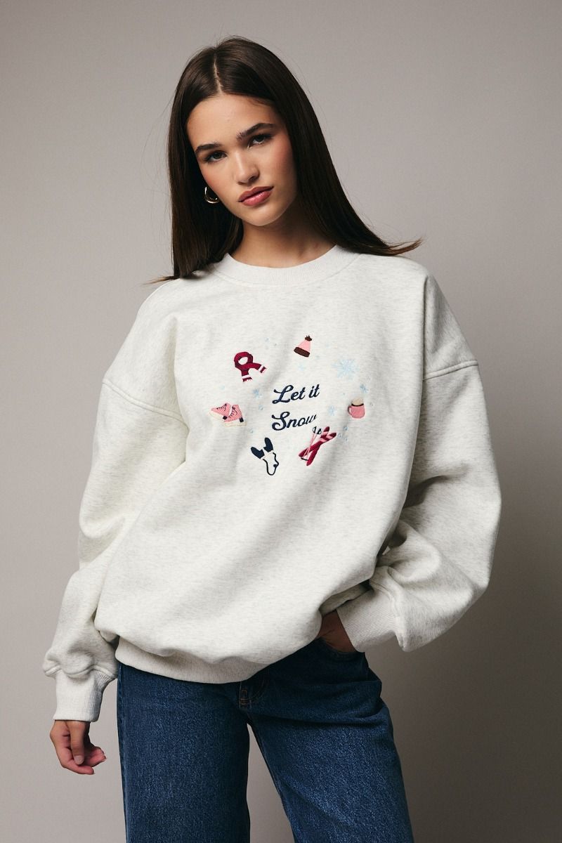 Let It Snow Crew Sweatshirt Melange