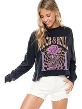 Rock 'N Roll Rose Cropped Long Sleeve Black