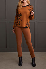 Reversible Cotton Crewneck Sweater Walnut Floral